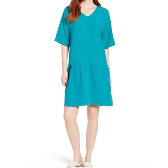Eileen Fisher Viscose Drop-Waist Modest Dress - Picture 1 of 4